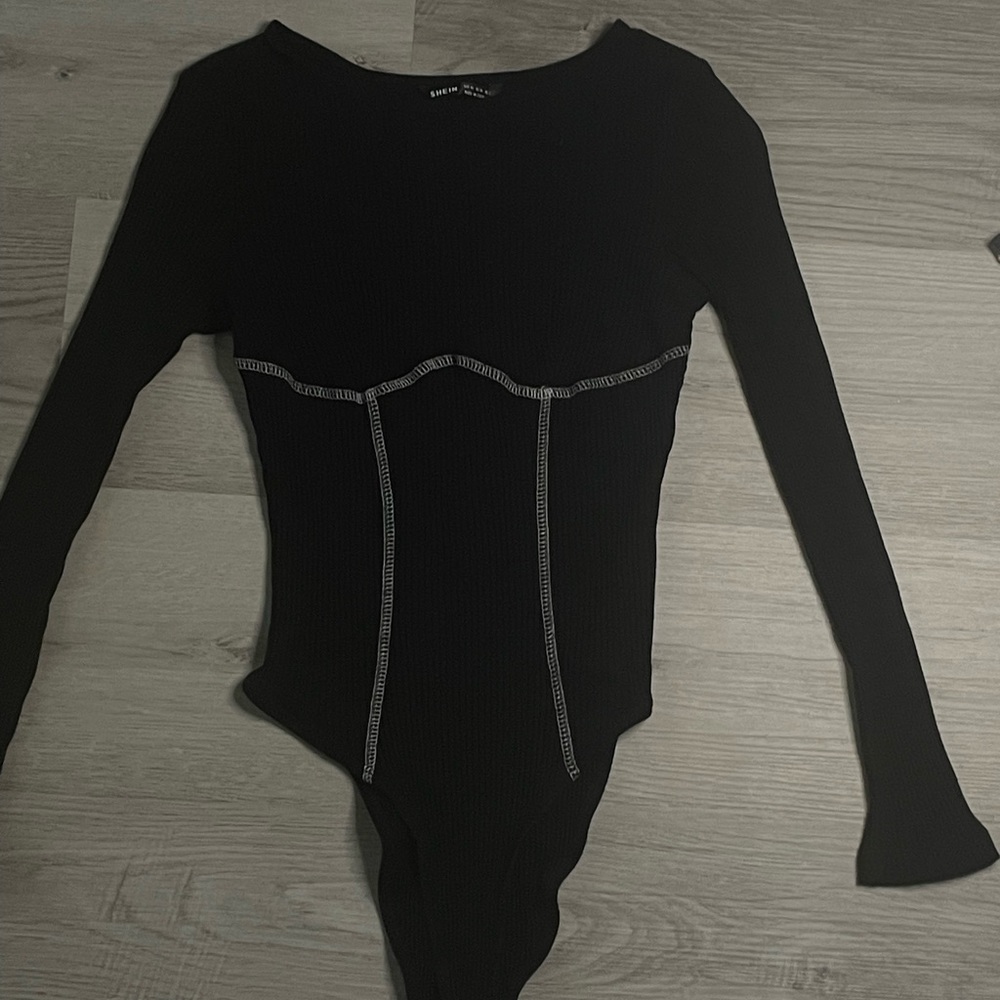 SHEIN tight fighting black long sleeve body suit